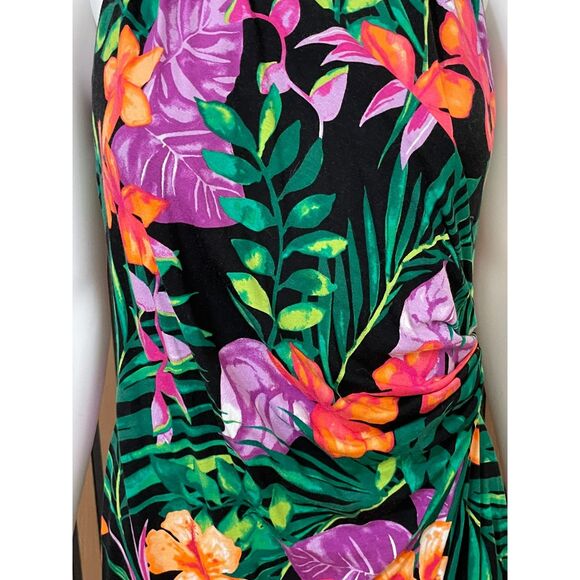 Tommy Bahama Women's M Green Dress Travel Resort Mini Halter Tropical Hawaiian - Picture 3 of 10